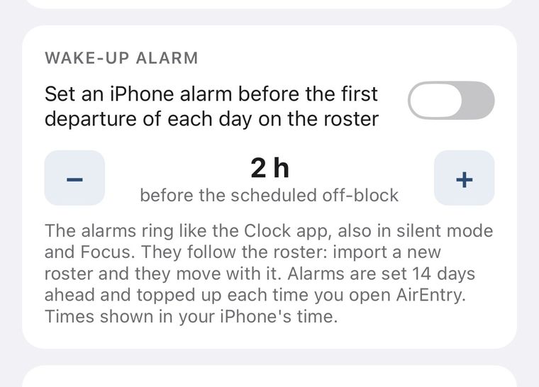 Wake-up alarm settings